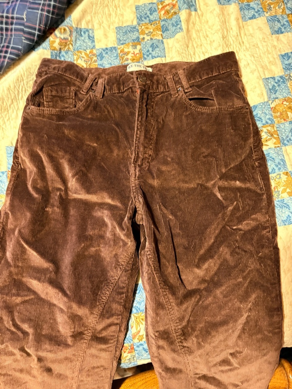 Free People Chocolate Brown Corduroy Straight-Leg Jeans